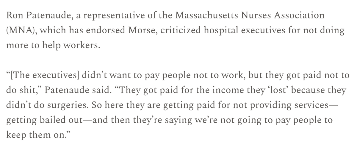 . @donnydonny of  @Sludge spoke to  @MassNurses, which has endorsed Morse, about it.