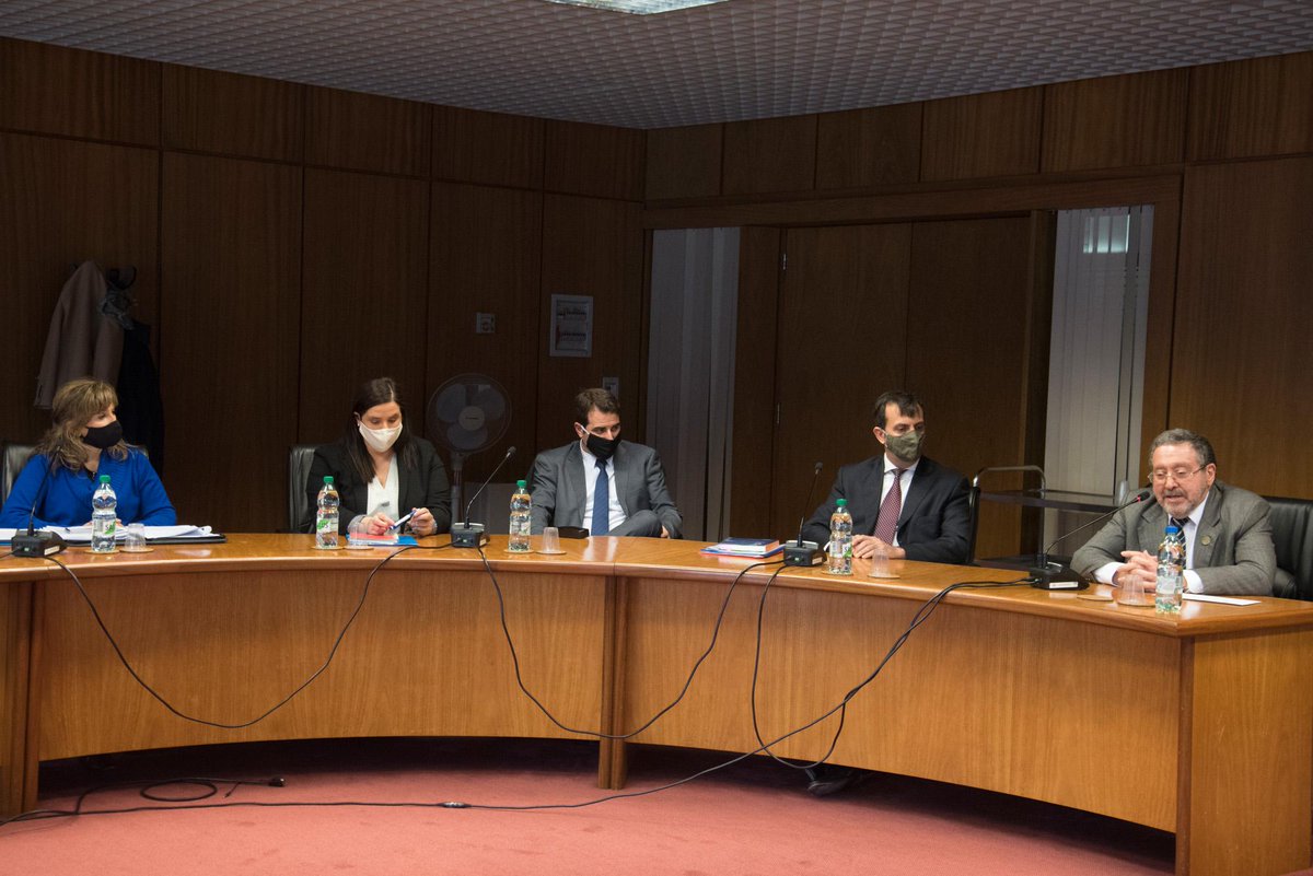 Junto a los Integ de SENACLAFT, de izquierda a derecha: Cra. Rosario Ayarza, Dra. Patricia Laburu Superv. del Area Jurídica, Dr. Gustavo Misa Superv. de Fiscalización, Lic. Andrés Niemann del Observatorio de Análisis Estratégico, en la Com. de Lavado de Activos de la Cám. de Rep.