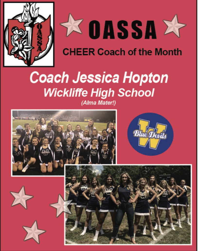 WHSDevilCheer's tweet photo. Looking at your newest Ohio coach of the month! 
Thanks to the girls that nominated me, and thanks to OASSA! https://t.co/dqzXjNpg0s