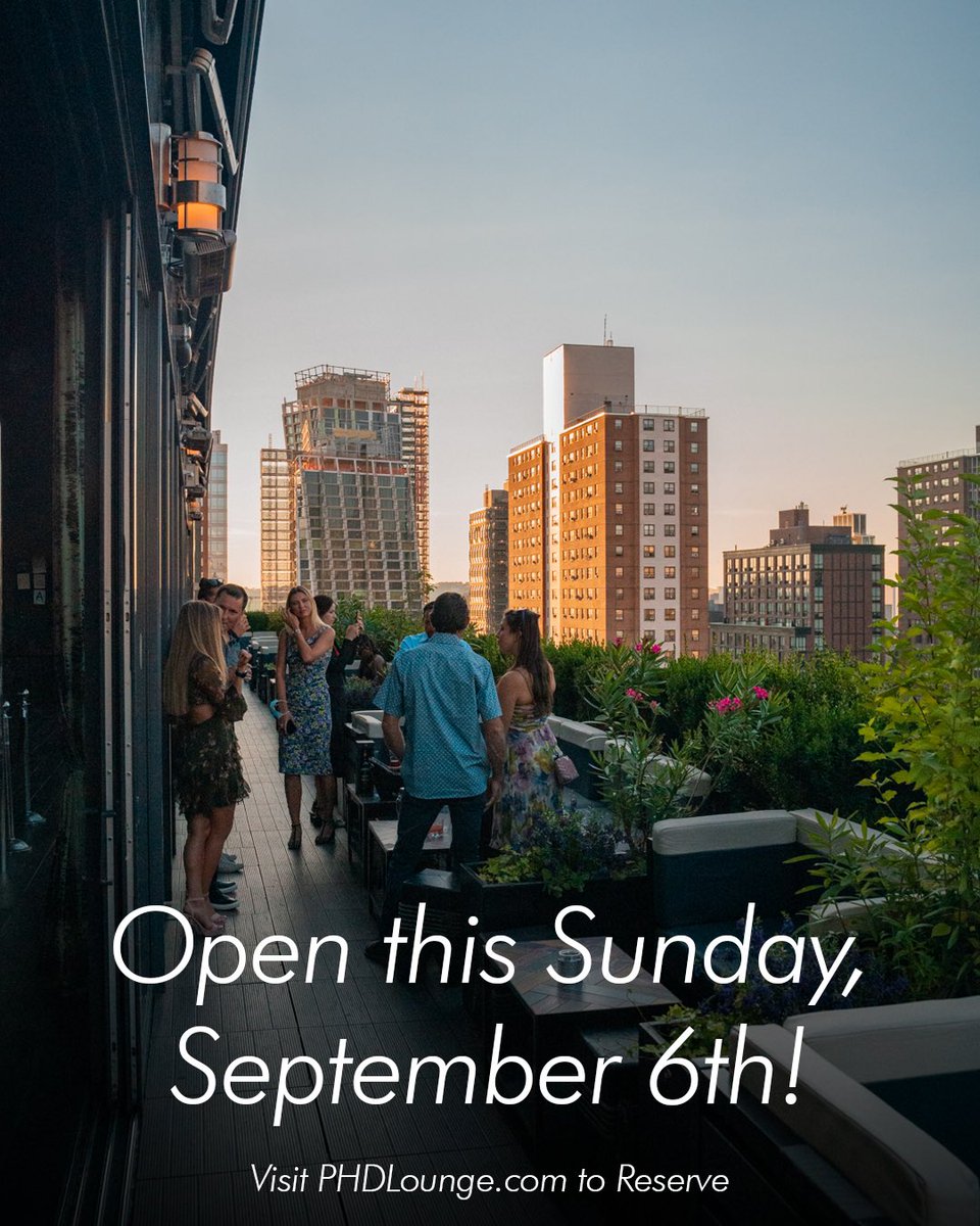 In town for the weekend? We’ll be extending our hours of operation for this week ONLY and opening up this Sunday, September 6th @phdrooftopny 🥳

Visit the link in our bio to make a reservation today. Limited seats remain!