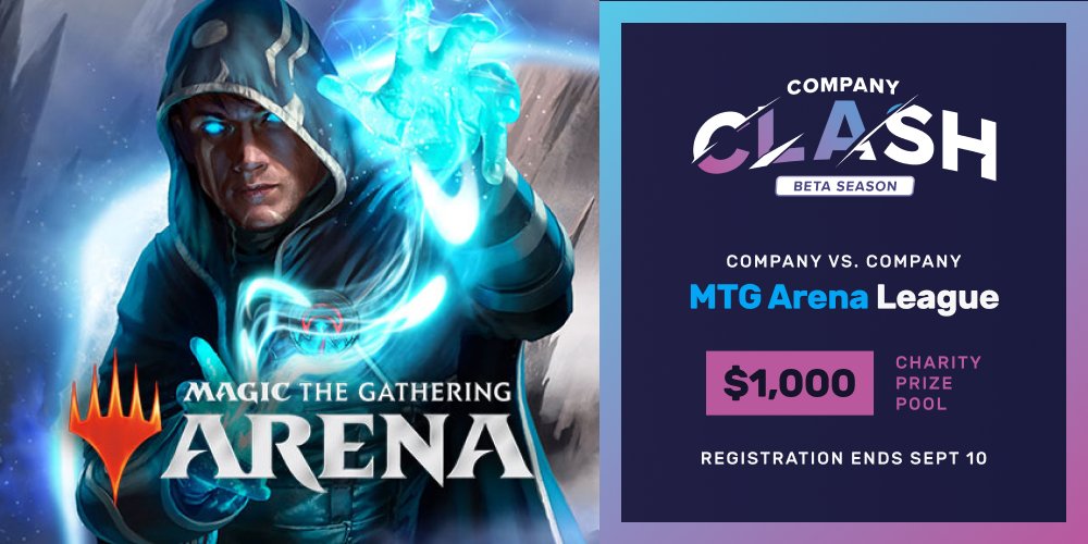 CompanyClashGG's tweet photo. Registration for our @MTG_Arena corporate league ends in less than three weeks! Battle MTG players from other companies in weekly matches for charity.

🃏 https://t.co/5WiCyF6lZi https://t.co/79ouJ2pNEe