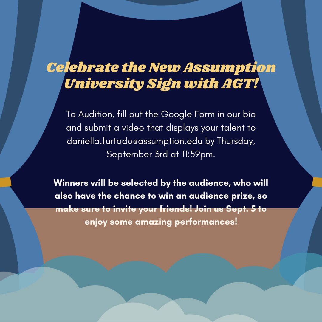 AssumptionCAB's tweet image. Assumption University is celebrating the blessing of the new AU Sign! CAB presents Assumption&apos;s Got Talent (more info on our Instagram):