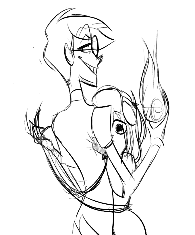 RavenouScorpian's tweet photo. little sketches for today :D sorry been gone forevr haha #HazbinHotel #HazbinHotelFanart #HazbinHotelAlastor #HazbinHotelOC #hazbinhotelEssie #Hazbin_Hotel https://t.co/tX6YJHXMD7