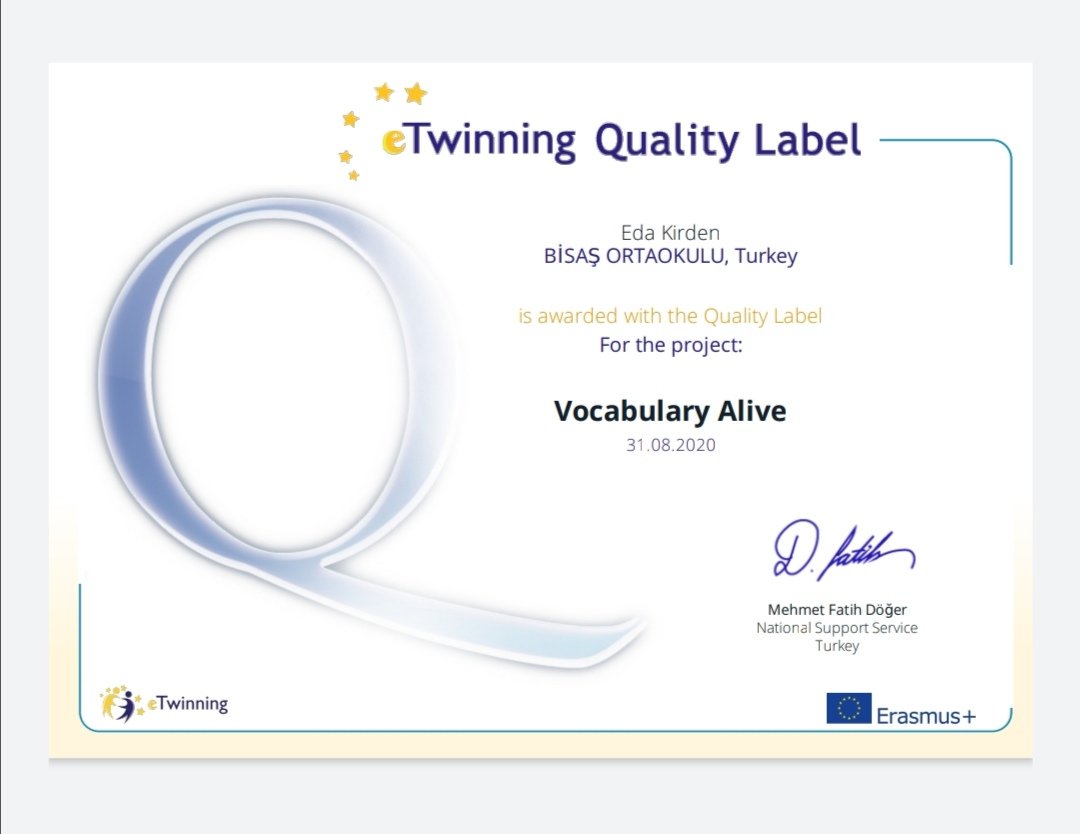 EKirden's tweet photo. Emek emek isledigimizi projemiz "Vocabulary Alive" bana ikinci ulusal kalite etiketini almaya hak kazandirdi🙏🙏 Tesekkurler e twinning ailesi @tretwinning @DynedB @baharcelikUK @BisasOrtaokulu @eTwinningDestek @AvundukFigen @feride_basak https://t.co/zBlmrf7Rfh