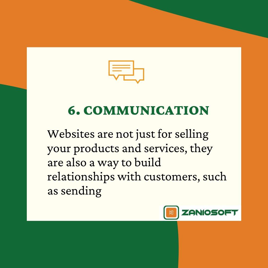 6. COMMUNICATION.Websites are not just for selling your products and services, they are also a way to build relationships with customers, such as sending.End of the valuable content session!