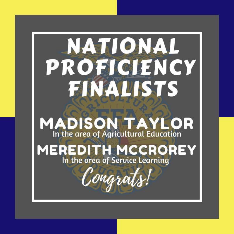 CEO_NCCA's tweet image. The good news just keeps coming! Congratulations to Meredith McCrorey and Madison Taylor for being National Finalists in their proficiency areas. 
In addition, NCCA FFA was once again named a National Gold 3 Star Chapter! This is the highest ranking a chapter can earn.  #myncca