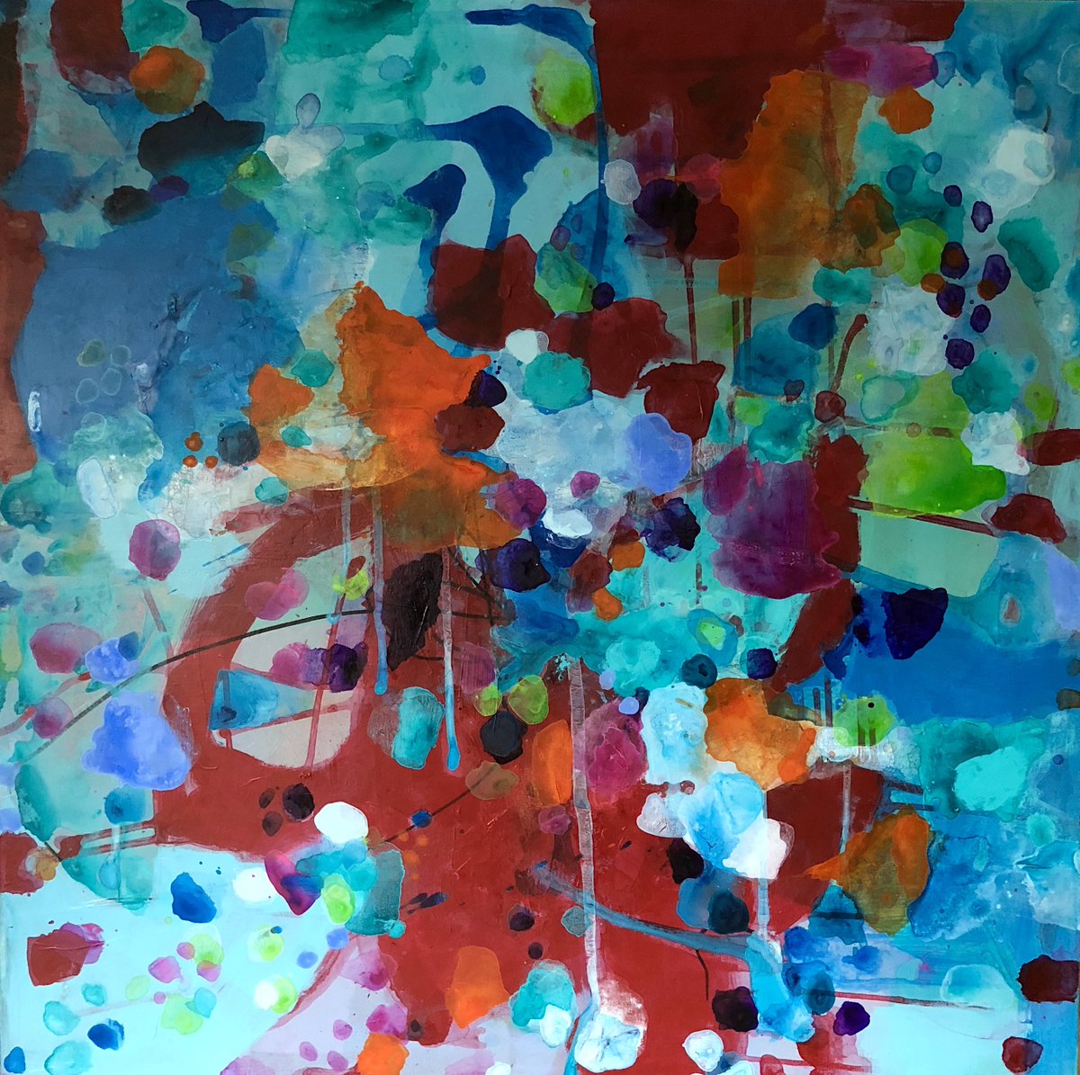 New work, 'Turmoil', acrylic on canvas, 30" x 30" ... #abstractpainting #CanadianArtist