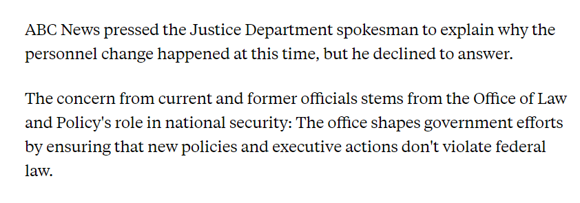 The office's rulings also seem to tie the DOJ's hands in regards to what information the DOJ can share about election interference! And when it is legal to spy on people for counterintelligence cases. Which would give the spies a get out of jail free card if it was ruled legal.