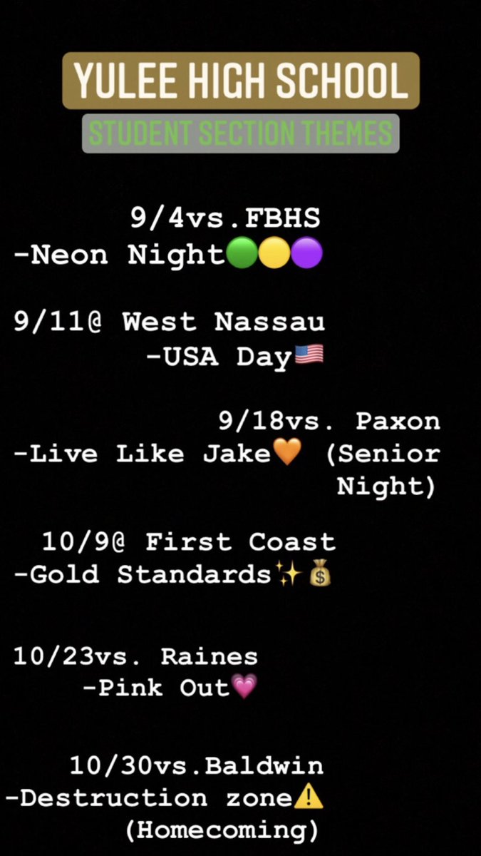 Friday Night Lights student section Themes for 2020! 🏈🐝