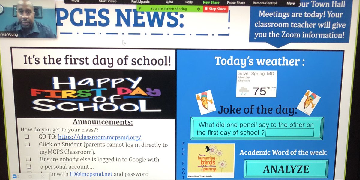 Happy New (school) Year! We started with our morning announcements, and had close to 200 families tune in! Gave us all a sense of normalcy. Even though we are apart, we are all in this together! We are excited to serve our students &amp; families!! #EquityExcellenceRelationships