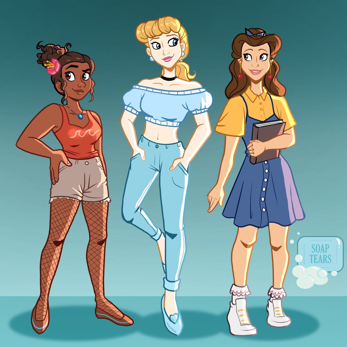 Modern princesses! (1/2) #disney #digitalart #characterdesign # disneyprincess, image size:1200x1200