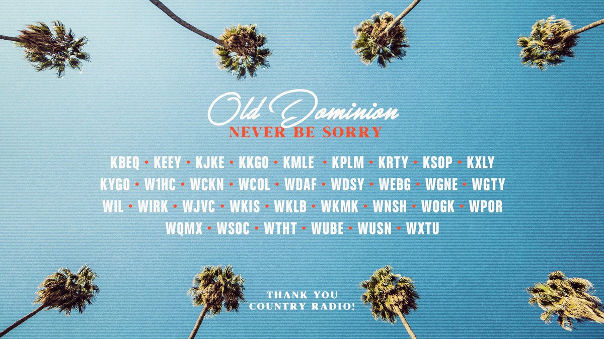OldDominion's tweet image. Thanks country radio. #neverbesorry