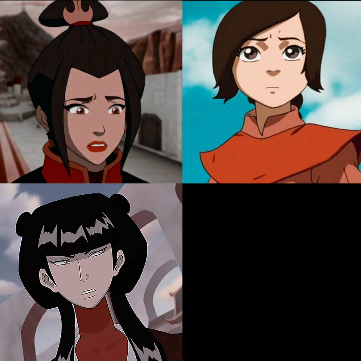 katara toph and suki vs. azula mai and ty lee