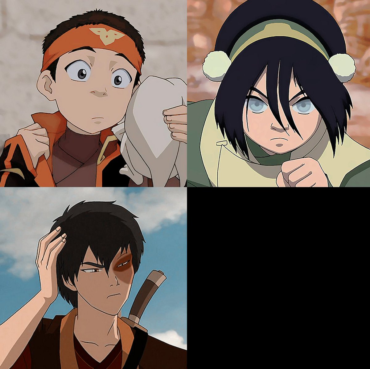 mako korra and bolin vs. aang toph and zuko