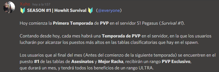 ¡Comienza la SEASON #1 de PVP en el Survival!