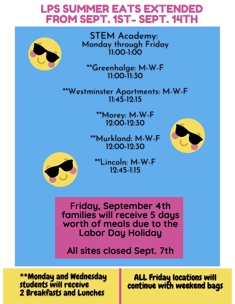 LowellPSD's tweet image. Lowell Public Schools summer meal service has been extended through September 14. Starting tomorrow (Tue, Sept 1) these are the 6 grab &amp;amp; go meal sites where Lowell Public Schools students will be able to pick up lunch (and breakfast for the next morning): lowell.k12.ma.us/SummerMeals