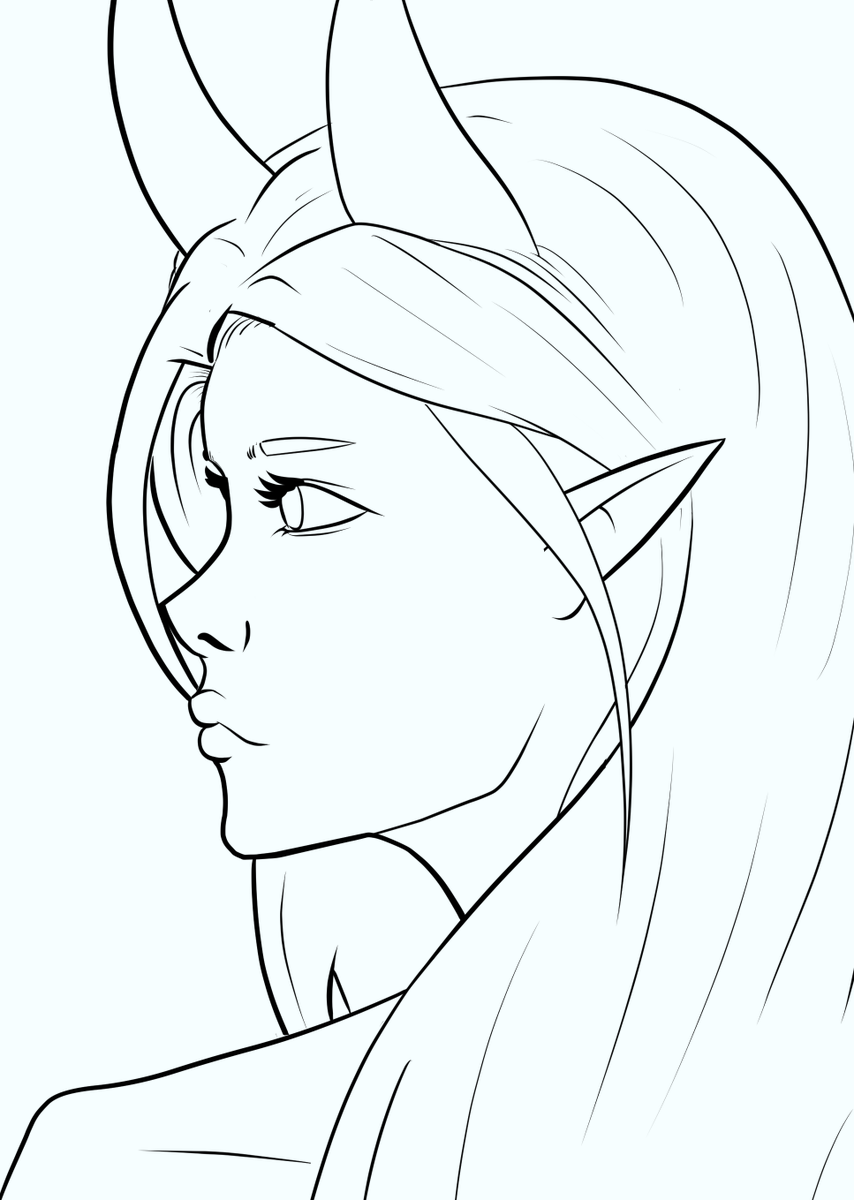 Line art for a character I'm working on.
#WebtoonCanvas  #WEBTOON #Girlswithhorns