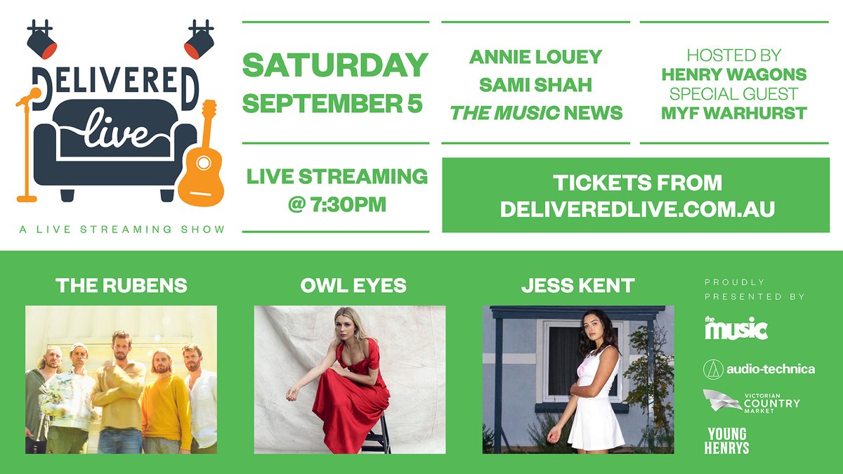 Our Season 2 Final is this Saturday with <a href="/therubensmusic/">The Rubens</a>, @thisisowleyes, and <a href="/jesskentmusic/">JESS KENT</a>, all performing full live sets!⁠ More info at deliveredlive.com.au

#streaminquarantine #livestream #stayhome #stayhomeaustralia