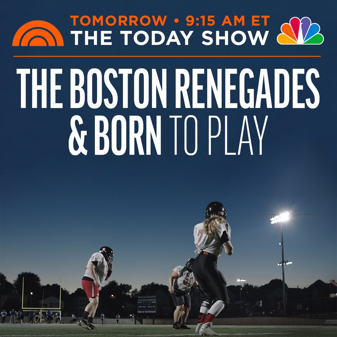 Tune in tomorrow to the @3rdHourTODAY at 9:15am to see the @GoRenegades and Born To Play featured with @DylanDreyerNBC #BornToPlay #WomenTackleFootball
