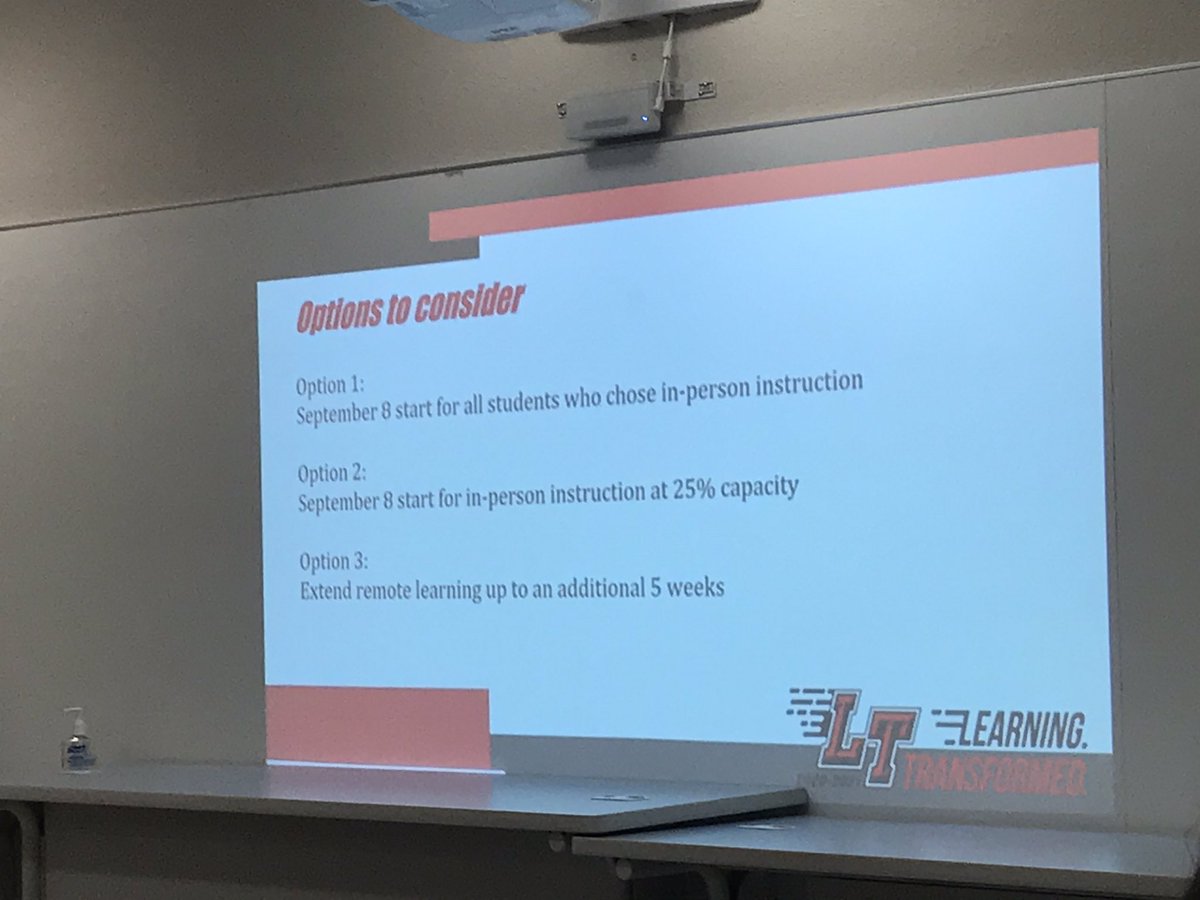 Ok 2 hrs into the meeting and we are now listening to the presentation from the district. Here are the 3 options being considered tonight.