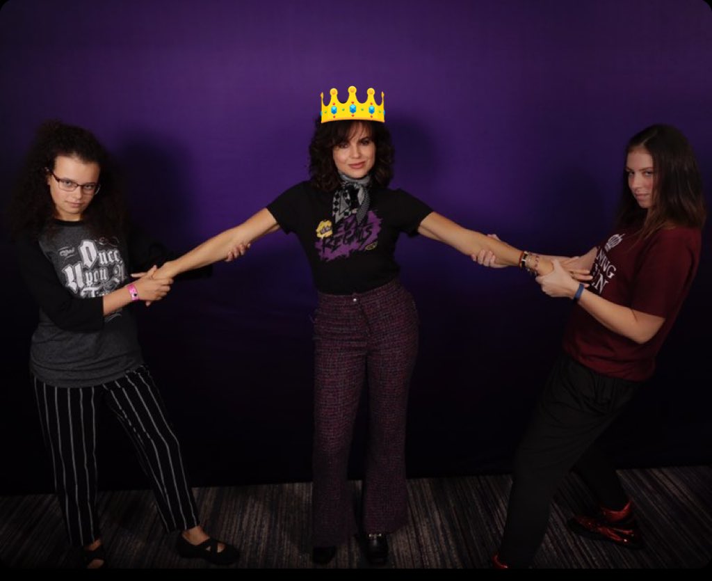 I love that  @lanaownsmeh and I only picture together is a  @LanaParrilla photo where we are fighting over her lol. We basically practiced this pose all day because we didn’t want to hurt her and she was very amused. She clearly loves to be fought over ;) (Yes I added a crown)