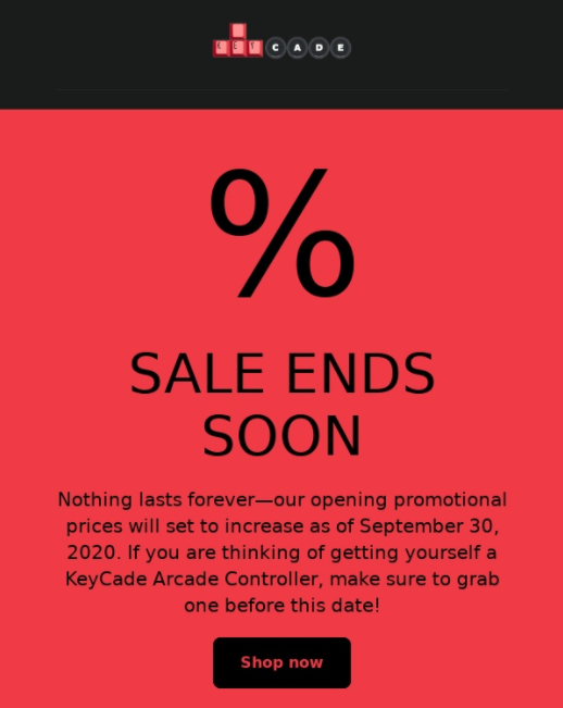 KeyCadeArcade's tweet image. Nothing lasts forever unfortunately. Our opening promotional prices will only last until September 30, 2020. If you are after a controller, make sure to grab it before this date!