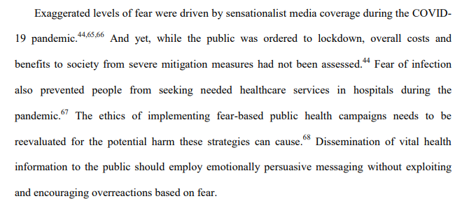 2. Fear-based public health campaigns cause harmful and the debilitating psychological effects on the population last long after the "threat" is gone...(x/2)