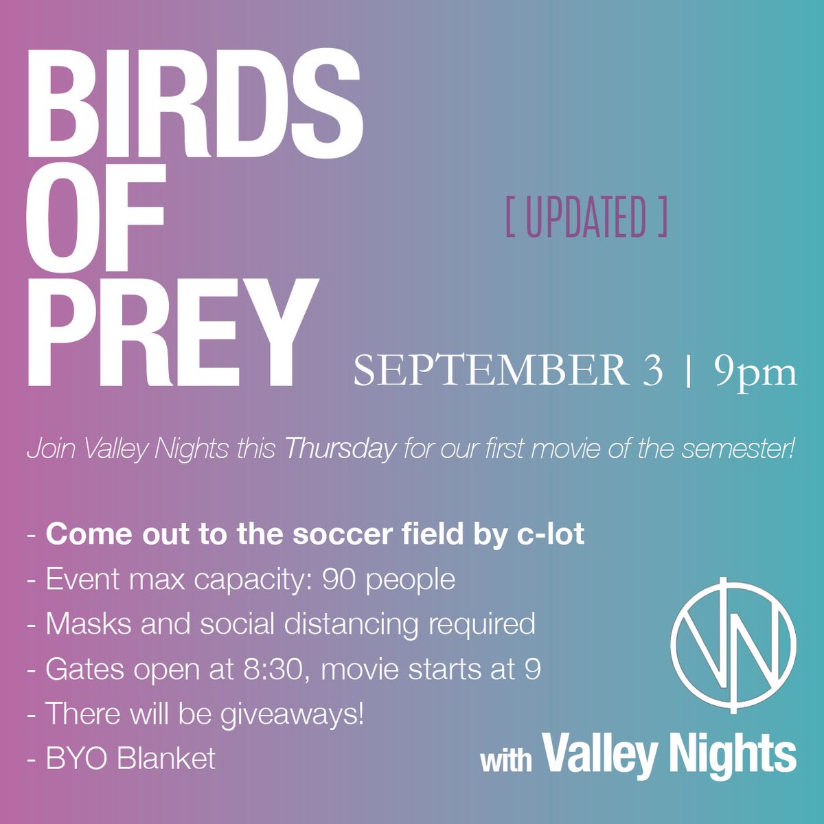 Birds of Prey this Thursday at 9pm! Giveaway prizes available for attending! RSVP at this link: forms.gle/199eoPXXnfJjii…