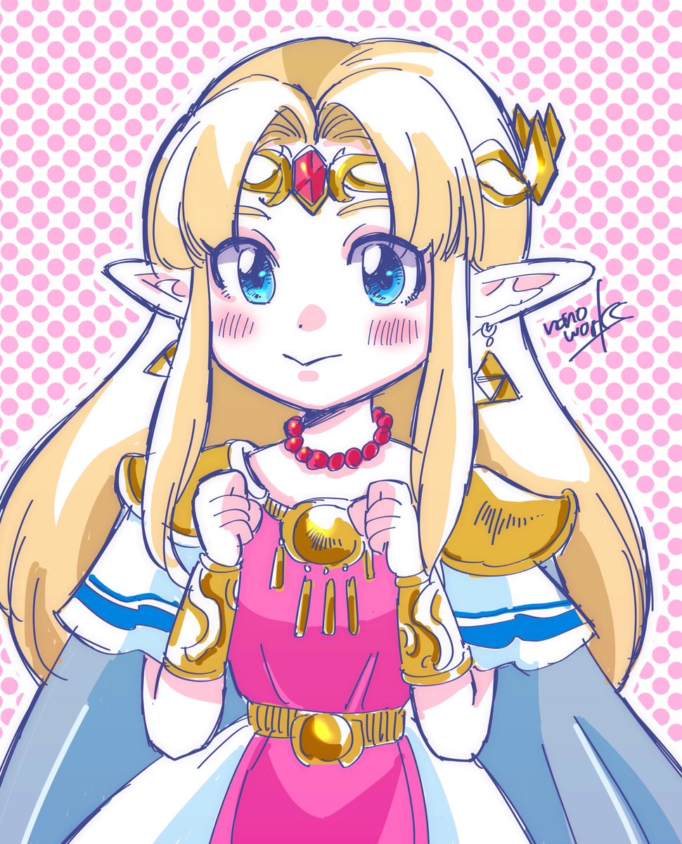 princess zelda 1girl jewelry pointy ears solo blonde hair long hair necklace  illustration images