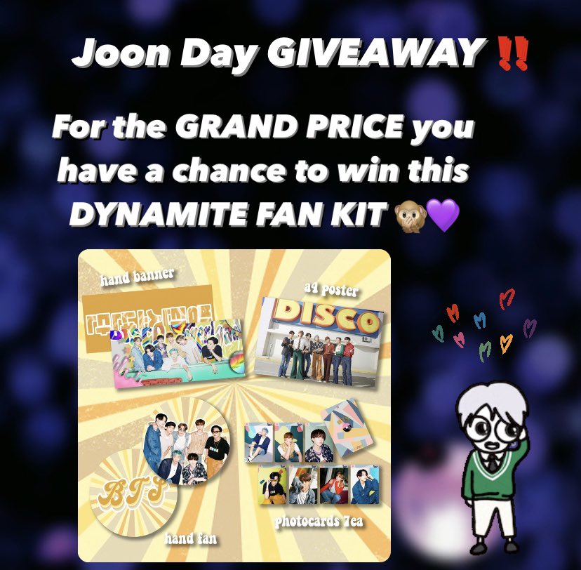 JOON DAY GIVEAWAY ‼️✨ This giveaway will last SEPTEMBER 12 🙊💜 Tag your moots! and get a chance to win one of those 3 PRICES ✨ GOOD LUCK‼️🎁 #JoonDayGiveaway