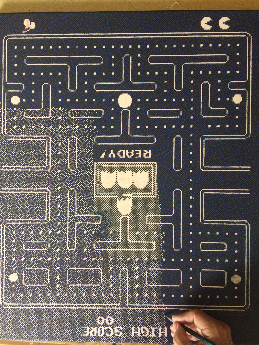 patrickegarter's tweet photo. #finearts, at work: „pac man: pixelism meets pixel-art“, #pixelism - ca. 75.000 painted pixels, □ = 2 x 2 mm, acrylic on canvas, 50 x 60 cm. #acrylic #visualart #art #pixelart #pixelpainting #atwork #pixelpainter #pixels #canvas #paintedpixels #pacman #arte #kunst #colors #pixel https://t.co/GQ0Xyy5RUl
