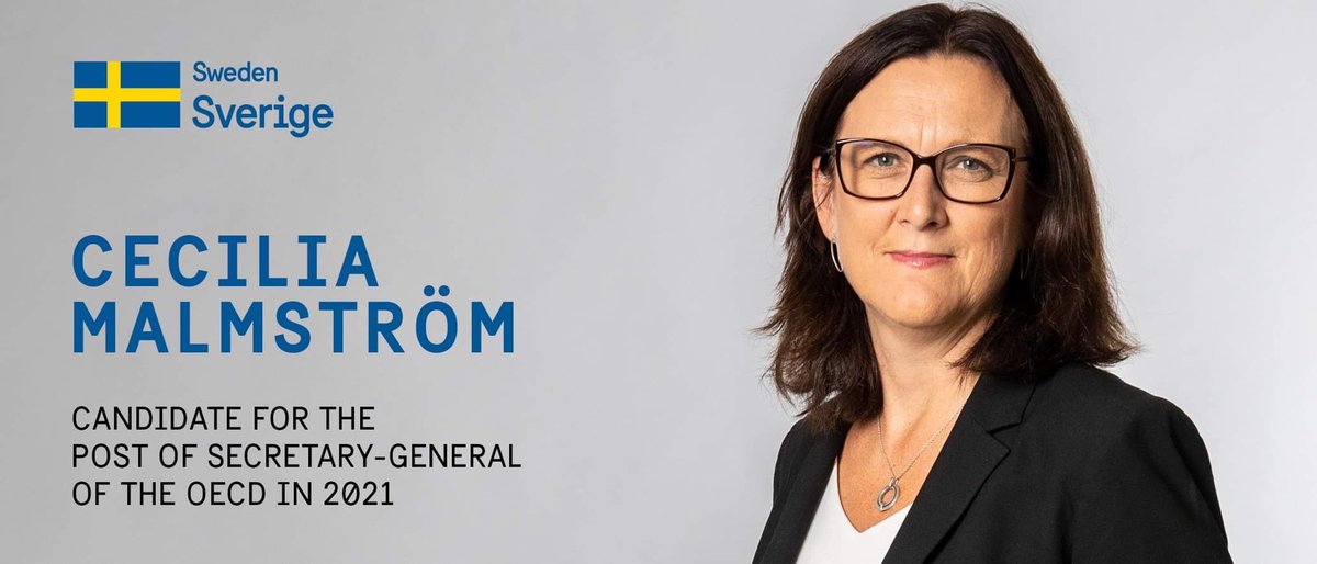Sweden nominates Cecilia Malmström for the position of Secretary-General of the OECD. With her experience and strong commitment to international cooperation, <a href="/MalmstromEU/">Cecilia Malmström</a> would ensure that the <a href="/OECD/">OECD ➡️ Better Policies for Better Lives</a> continues to contribute effectively to multilateral agendas #Malmström4OECD