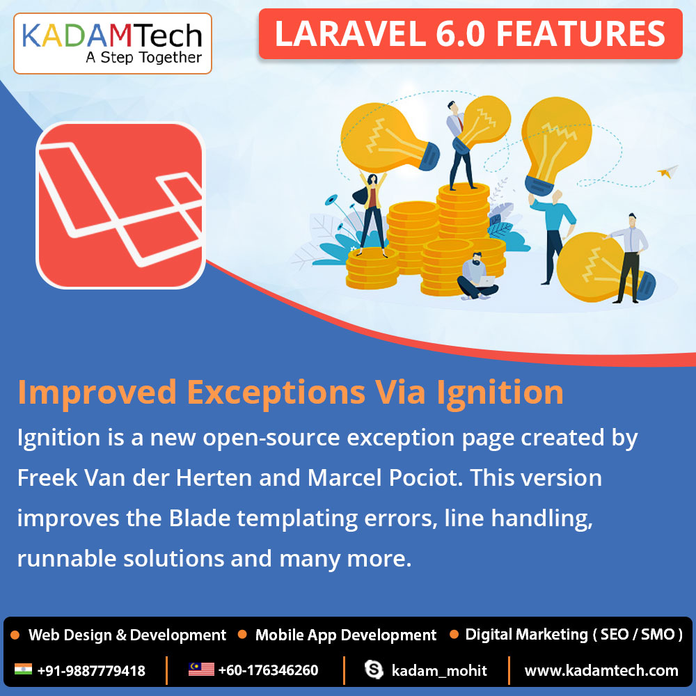 KadamTech1's tweet image. #Laravel 6.0 Features: Improved Exceptions Via Ignition
Hire dedicated #Laravel_Developers & Programmers at #KadamTechnologies: A #Web & #Mobileappdevelopment company in India.
#laraveldevelopment #webdevelopment #softwaredevelopment #mobileappdevelopment #ITdevelopment