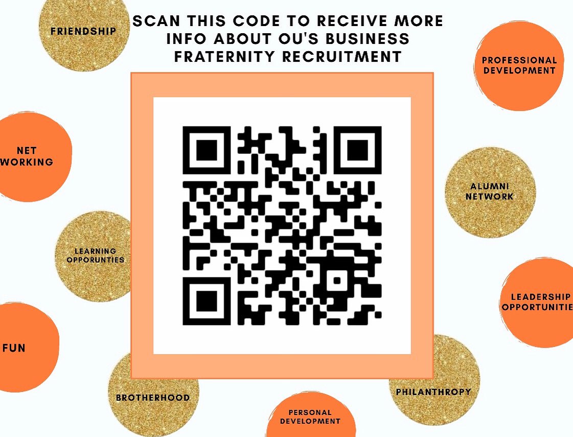 Interested in learning more about joining a Professional Business Fraternity at Ohio University? Just scan the QR code or follow this link: forms.gle/h7sWXWbfVuDyGf…
