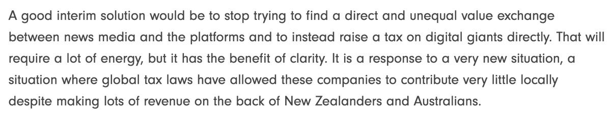 Unless the Morrison govt stops seeing F&G through the eyes of their mates at News Ltd, they are never going solve this problem. As former boss of ninemsn (and one the smartest guys in this space)  @halcrawford has said: https://thespinoff.co.nz/media/03-05-2020/why-australias-plan-to-make-tech-giants-pay-for-news-wont-work/