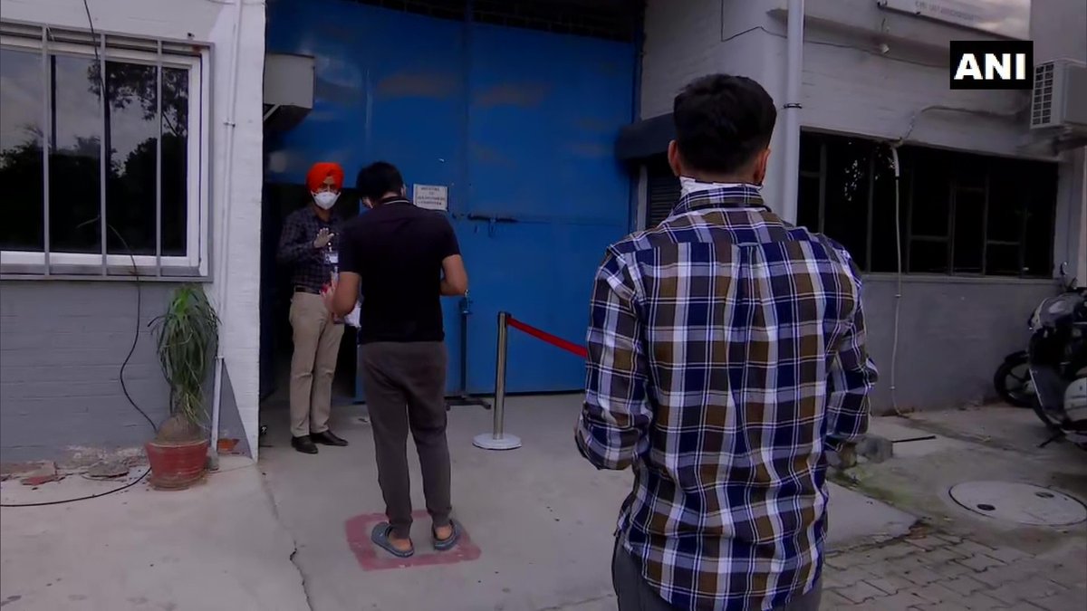 ANI's tweet image. Chandigarh: Candidates appearing in #JEEMain arrive at Bardhaman Computer centre in the industrial area of the UT, that has been designated as an examination centre.

A candidate says, &quot;Many students were waiting for the exam. However, there are a few students this time.&quot;