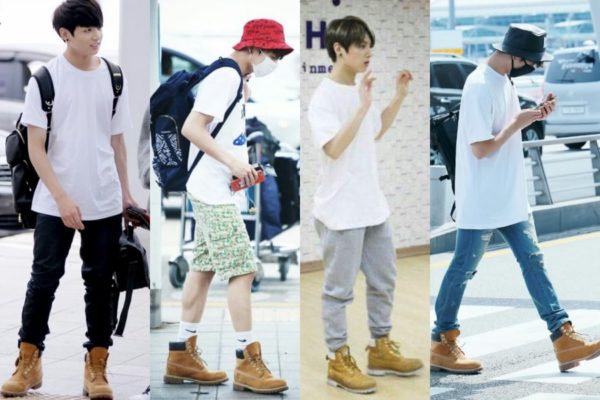 His Virgo Sun, like Joon, also makes Jungkook prefer baggy, big, and comfortable clothes + earth tones. His modern hanbok was the peak Virgo x Venus opp Saturn: practical, no fuss, comfortable. Also, big big BAGS! + that timbs phase! You can't get any more utilitarian than those!