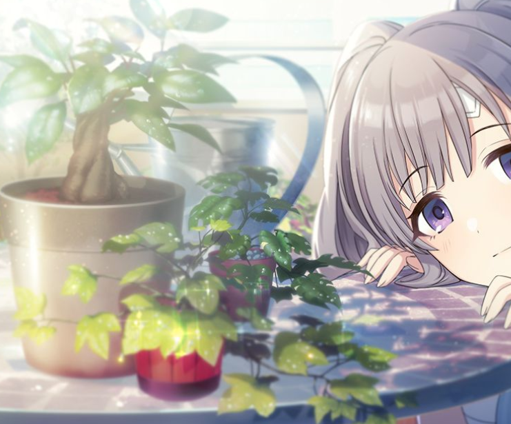 猫額 Cheer の背景 鉢植えのデザインや植物の種類 じょうろの形からして 伝 伝 心 音 で霧子が植物を育ててた所と同じ場所のはず ついでに言うと ゴシックデコレーション にも同じ形の植木鉢とじょうろが映っている