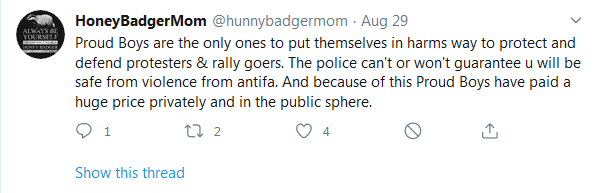 9.@/hunnybadgermom ID: 41400048previously @/ckferrache @/ckbouferrache* Chelly K. Bouferrache former Andy N*o photographer* has previously shared photos of cars and license plates of possible antifascists* Was in Portland for Aug 22 event* Proud Boy fangirl