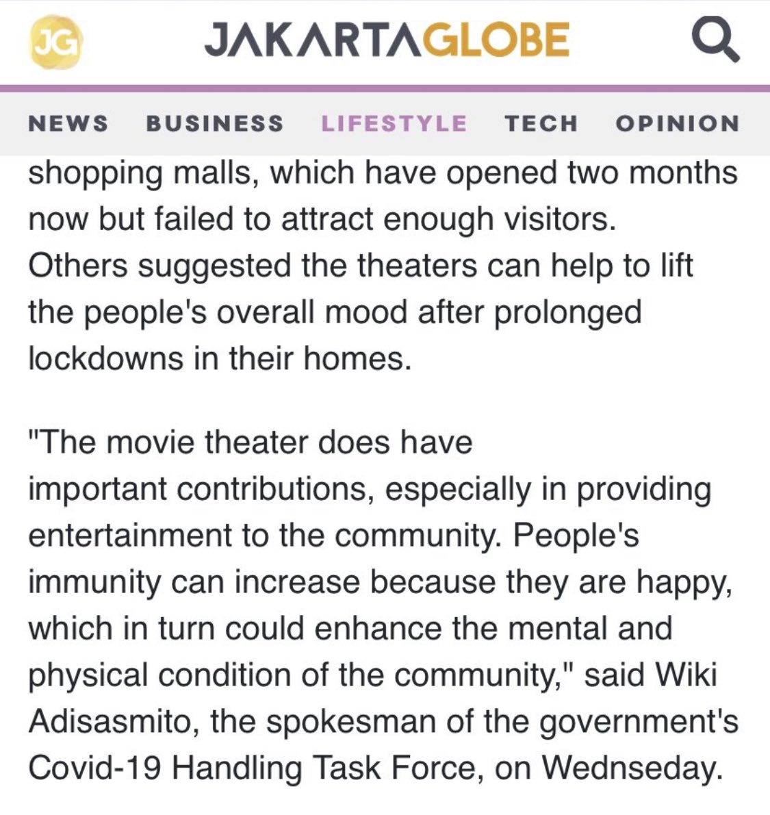 Indonesia: Avoid movie theaters/cinemas. See the high risk criteria they meet:

Indoor? ☑️
Social distancing ?
Poor ventilation ☑️
Prolonged exposure☑️

One COVID+ patient (even asymptomatic) in a cinema may infect dozens

Being “happy” won’t prevent COVID; being careful will