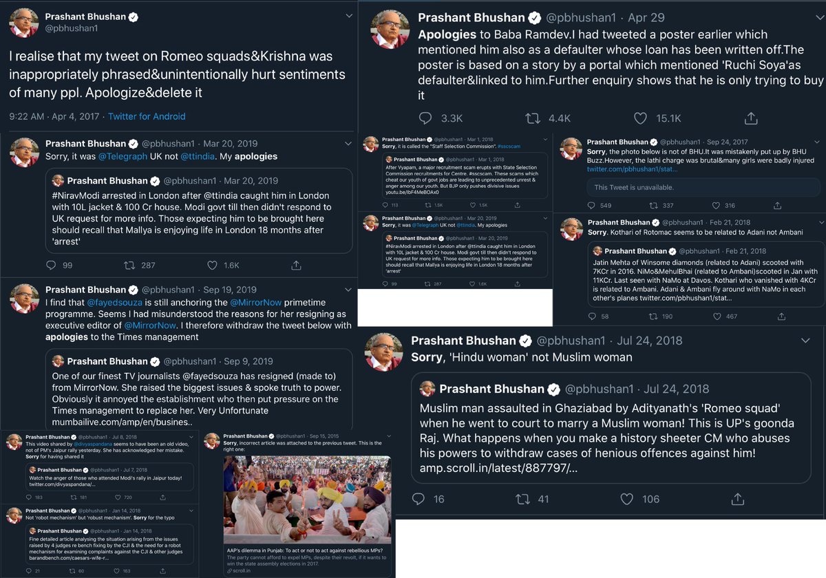 The congressis, the liberals and others of the same mindset posted tweets in support of "P Bhushan while demeaning Veer Savarkar". Just a glimpse of how many times this man has said sorry....(5/13)