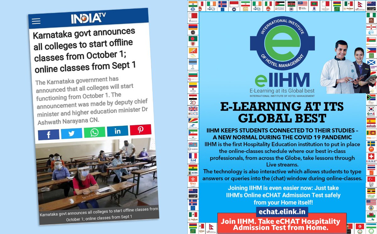 IIHMBangalore's tweet photo. IIHMHOTELSCHOOL: In times of uncertainty, IIHM pledges to offer reliability, safety & assurance of a highly credible career in #hospitalityindustry through #IIHMonlineclasses
Join #iihm, register for our #Echat on 4th & 12th September. Register link (h… https://t.co/7drIZdMGAc