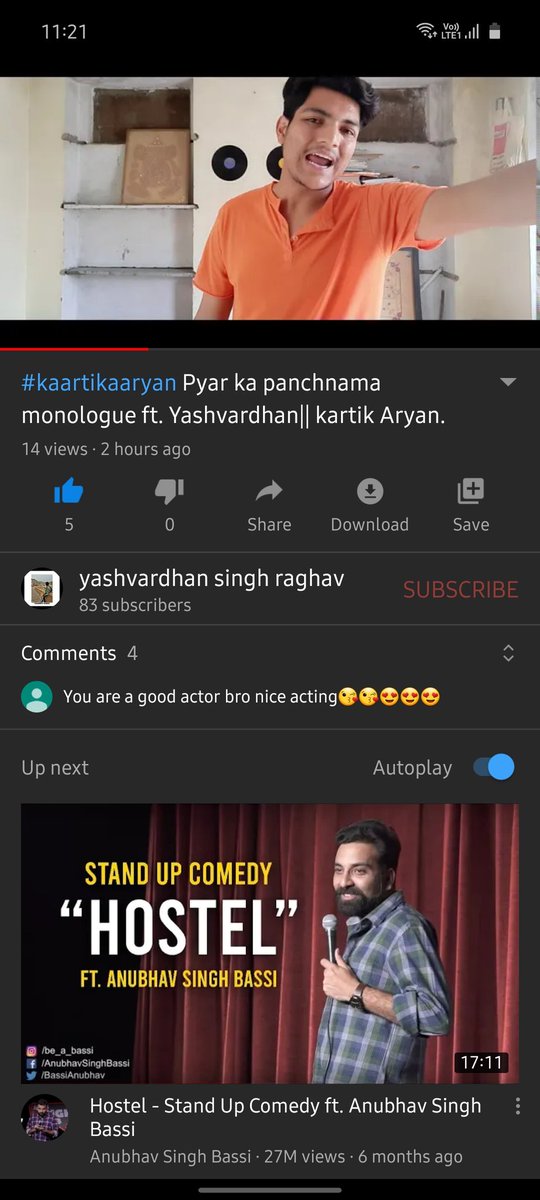 Yashvar02546336's tweet photo. My new video is out today so plz guys go an share this video like this video and subscrib my channel
Link: https://t.co/G4K0SHXBMc
#Acting #monologue
#YouTubers #KartikAaryan #pyarkapanchnama #actorslife #actorsooinnetflix @TheAaryanKartik https://t.co/XDNg5J1wbf