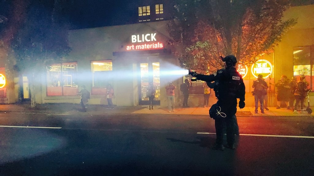 Officers in Portland looking through a cloud of tear has to single out protestors