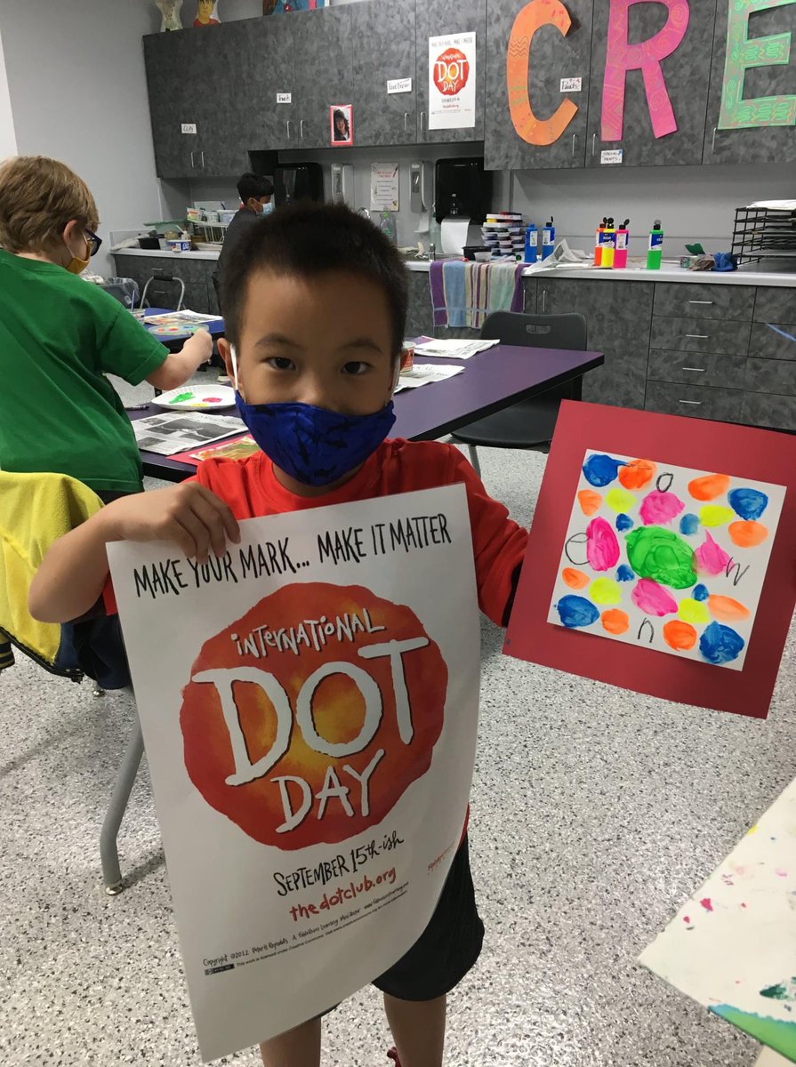 GenoaCitySchool's tweet photo. International Dot Day was established to celebrate creativity, courage &amp; collaboration. Celebrated by children &amp; adults. Also a day to foster self-expression. Way to go to our Brookwood Artist w/their dot masterpieces! #BeBrookwood #BrookwoodsBest https://t.co/gqLefNkx34