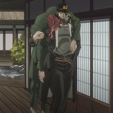 daily_kakyoin's tweet photo. jotaro bringing his new friend home https://t.co/4ozkflR7vJ
