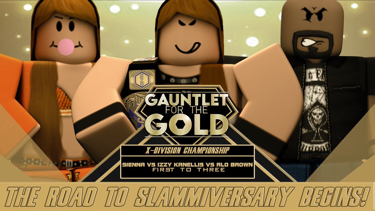 NGKWRoblox's tweet photo. GAUNTLET FOR THE GOLD | X-DIVISION CHAMPIONSHIP!
After winning the X-Division Championship at #BFG2020, @briiieeeee has had her back against the wall - now she faces 2 opponents at #GFTG!
@briiieeeee vs @askaIade vs @TheRidgeDillyun!
#NGKW #GFTG https://t.co/LtRmOgy1qU