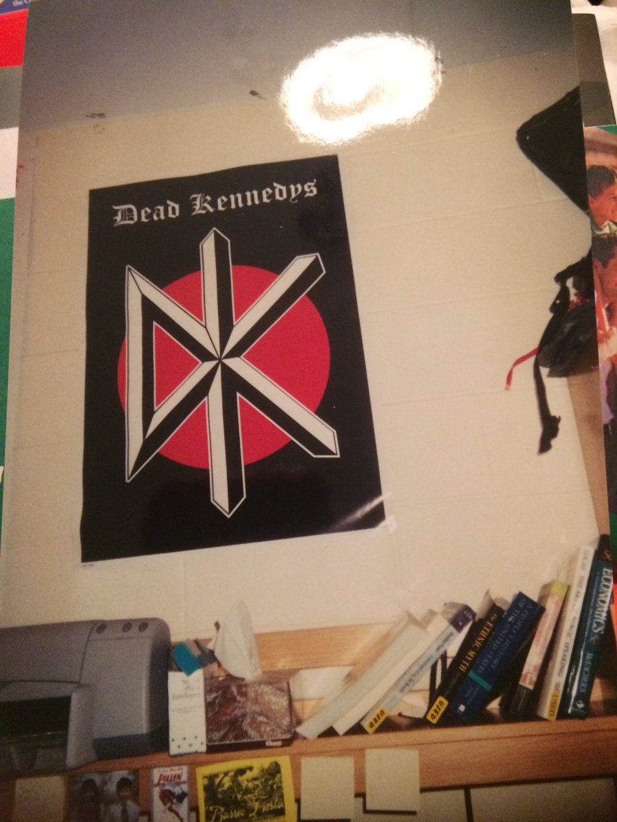 led31180's tweet photo. #TBT to my dorm room in college. Sorry for low quality my scanner not cooperating. #Rancid #DeadKennedys #XPLSN #TheExplosion @Rancid @DeadKennedys #ThrowbackTuesday https://t.co/M1eme6nBZ5