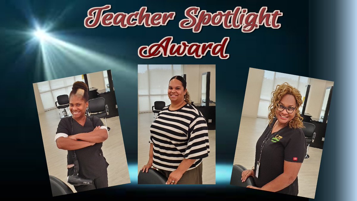 CTEReeseCenter's tweet photo. Teacher Spotlight: Congrats to our Reese Cosmetology teachers--Genell Johnson, Akesa Collier, and Vivian McDonald--for being our Teacher Spotlight Award recipients for August! #collaborationATwork #teacherspotlight #IMPACT @FBISD_CTE @MsThairapist https://t.co/Ouus18kJ2d