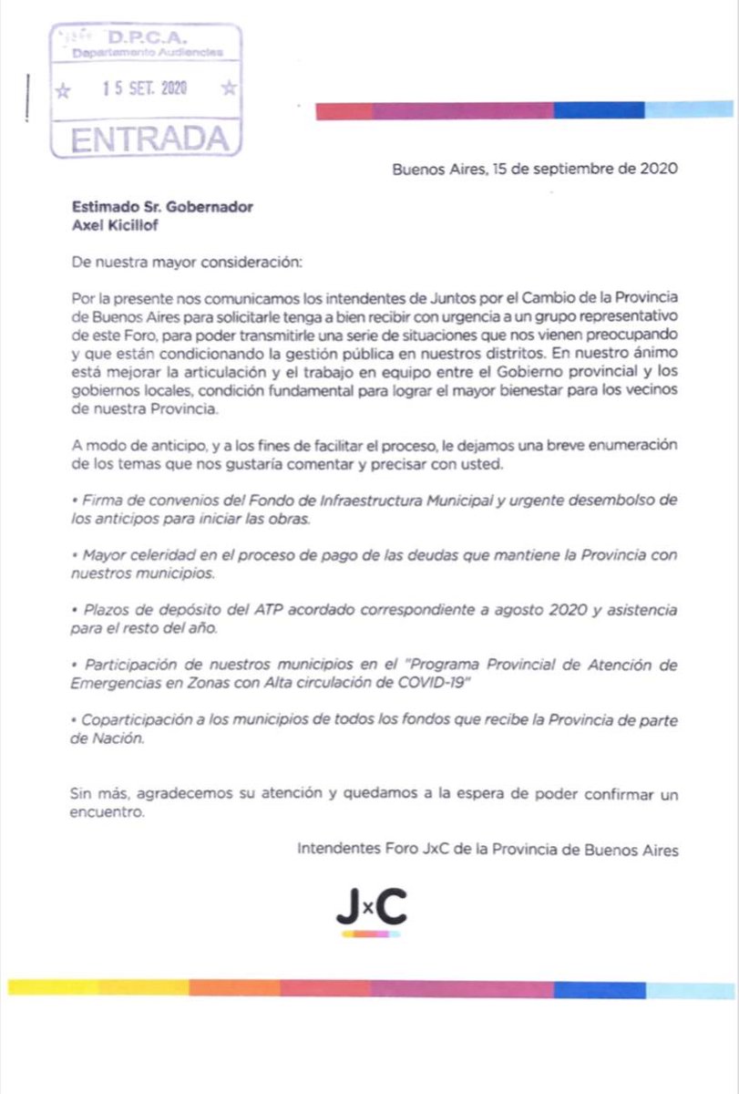 Nestorgrindetti's tweet image. Queremos tratar algunos temas específicos con el Gobernador de la Provincia, por eso, los intendentes de JXC le solicitamos una audiencia para trabajarlos y resolverlos lo más pronto posible.
